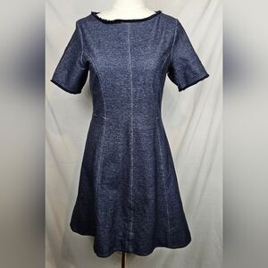 Banana Republic Womens Stretch Denim Fit N Flare Dress Classic Preppy Minimalist